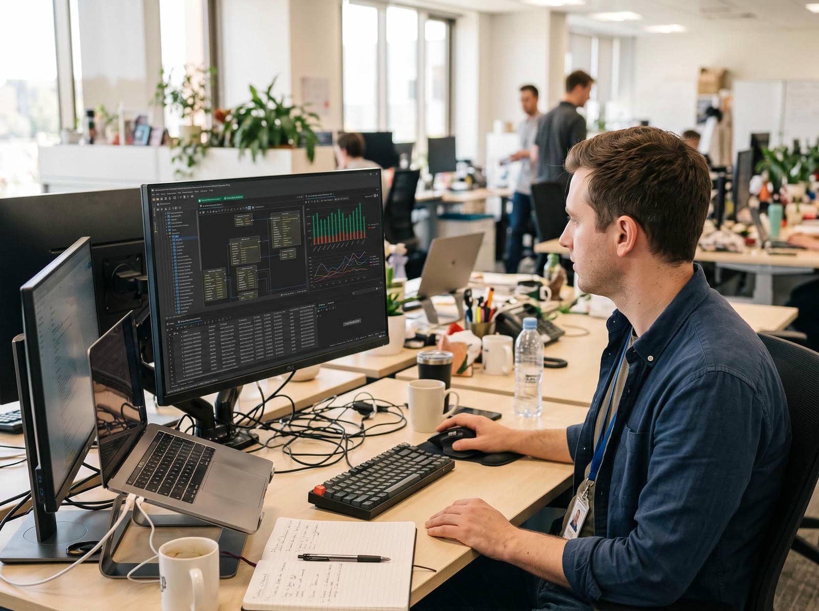 A data analyst building a visual query and reviewing charts