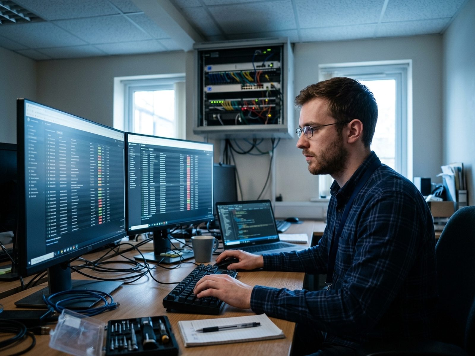 An IT technician using the NetSupport School Technicians Console to manage classroom computers