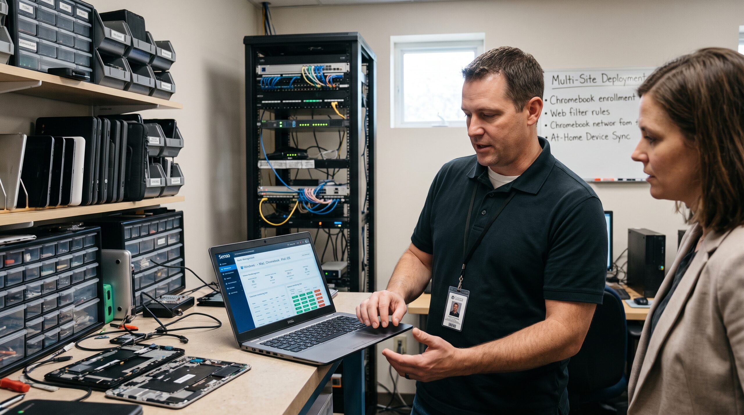 The school IT team managing classroom devices