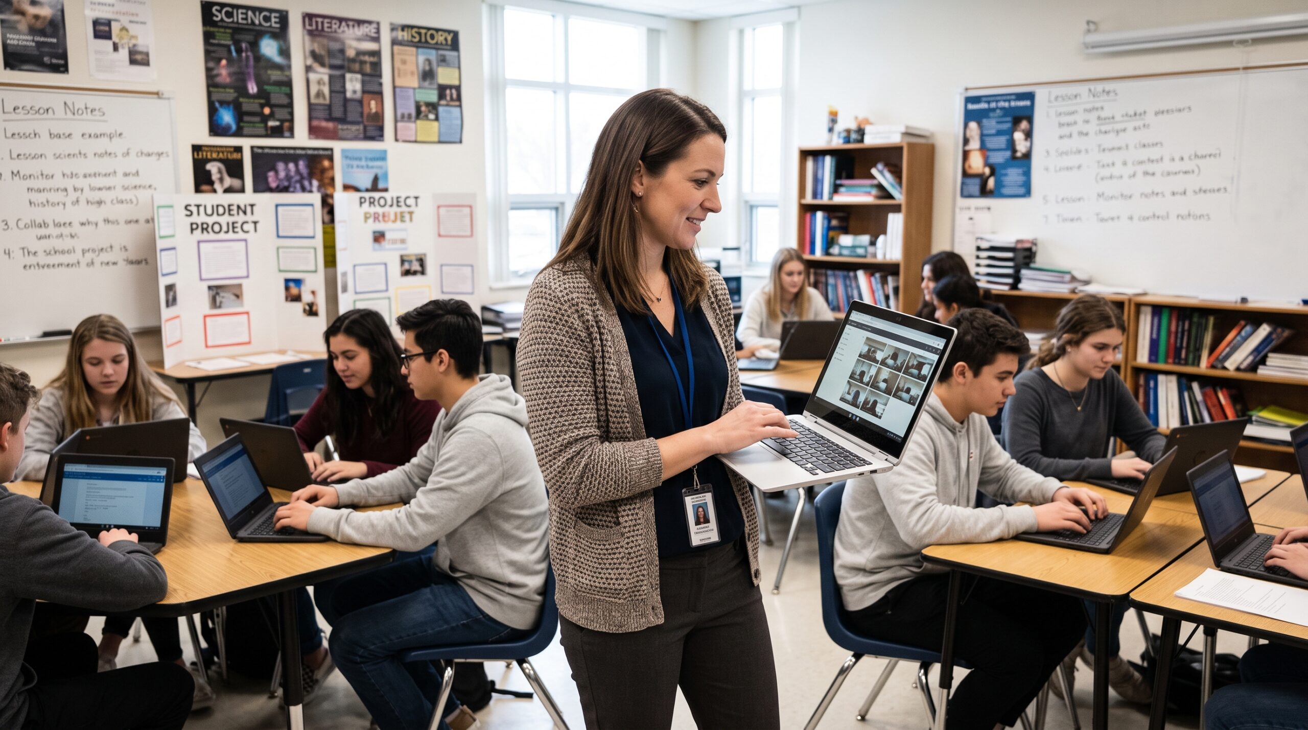 A teacher using Senso Class Cloud to teach students in class and at home